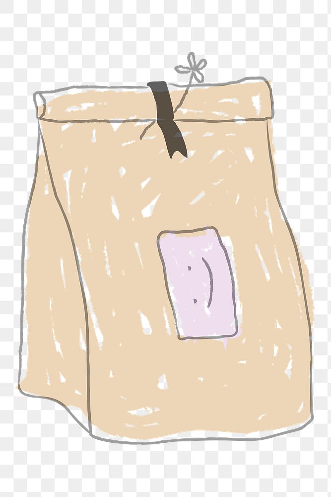 Cute paper bag doodle design Free PNG Sticker rawpixel