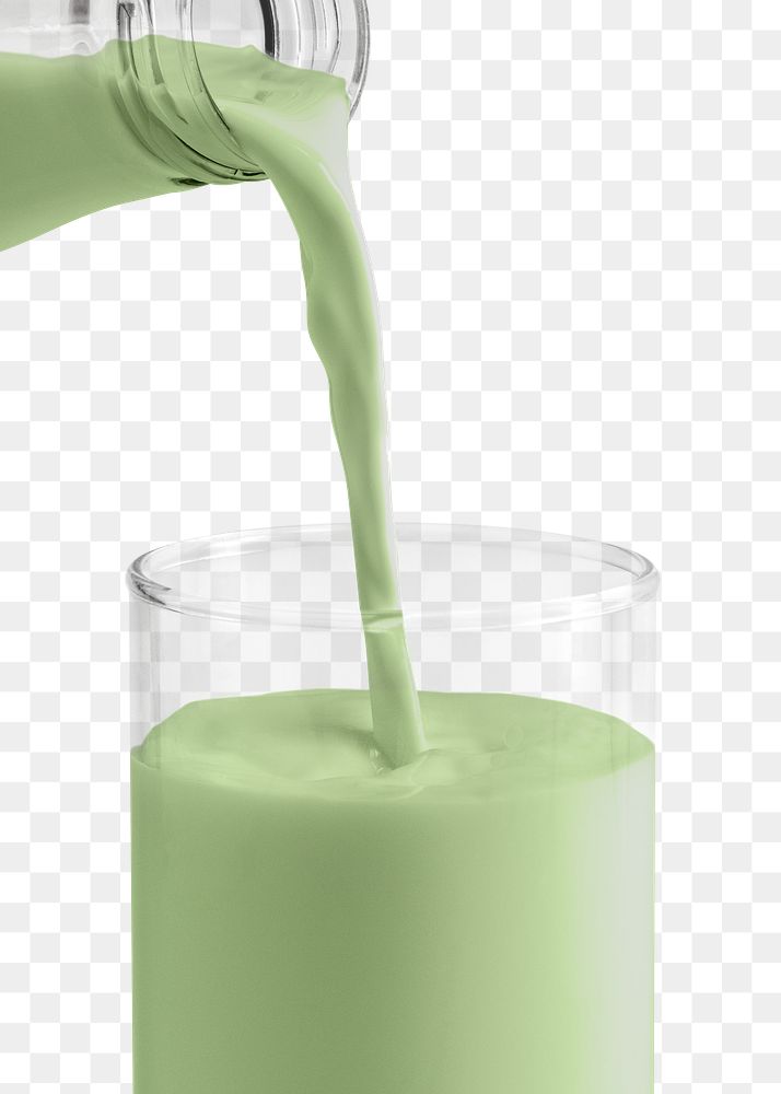 Milk green tea poured into a glass