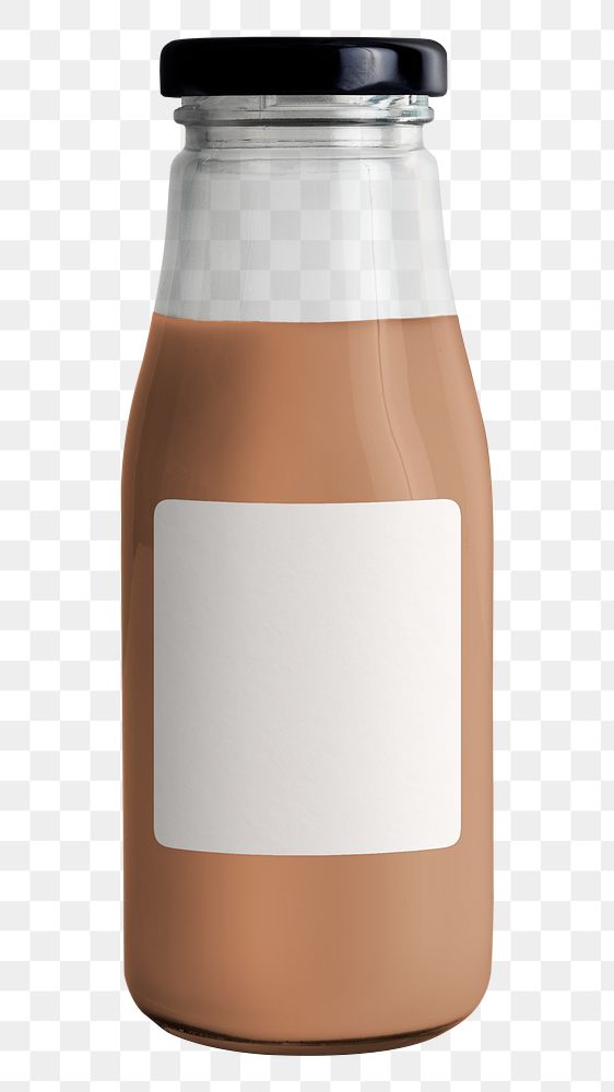 Fresh chocolate milk in a glass bottle with a label mockup