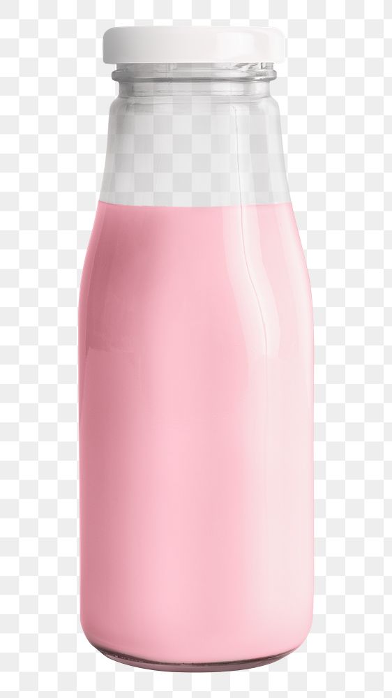Fresh strawberry milk in a glass bottle mockup