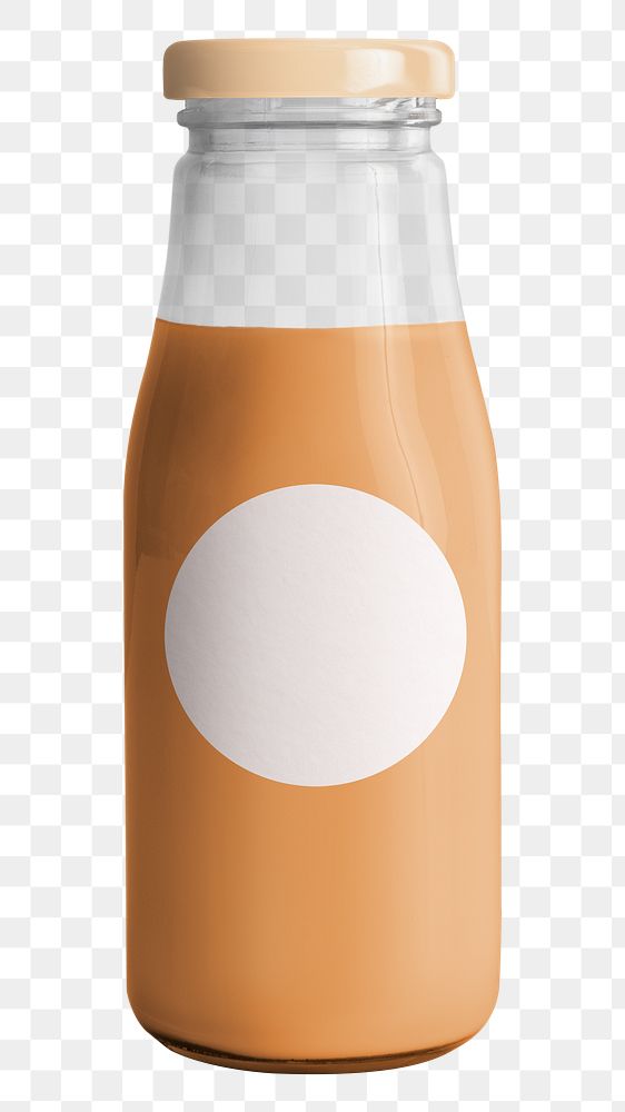 Fresh milk tea in a glass bottle with a label mockup