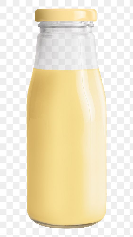 Fresh banana milk in a glass bottle mockup