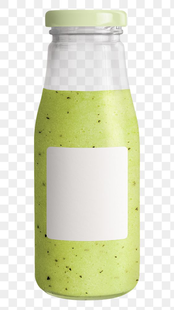 Kiwi smoothie in a glass bottle with a label mockup 