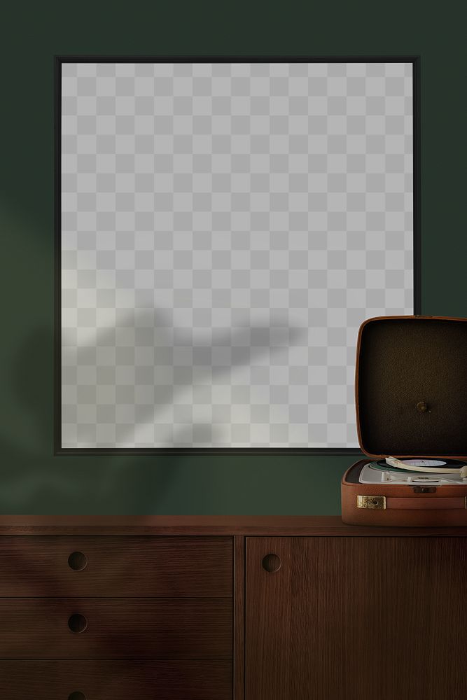 Blank square picture frame on the wall