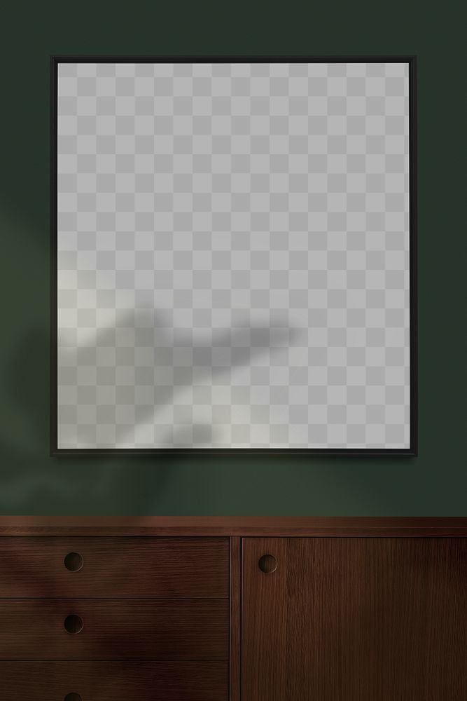 Blank square picture frame mockup on the wall