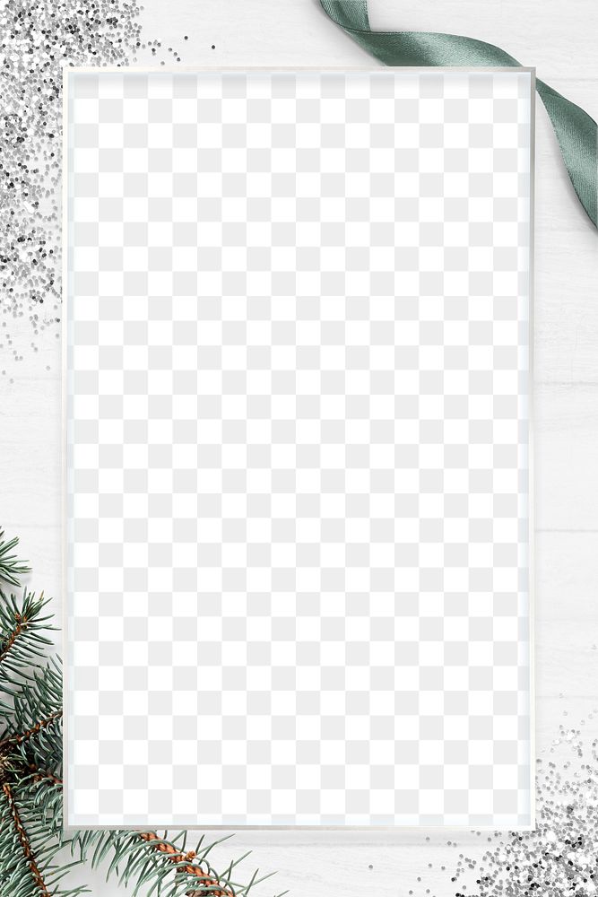 Png white wintery Christmas festive frame