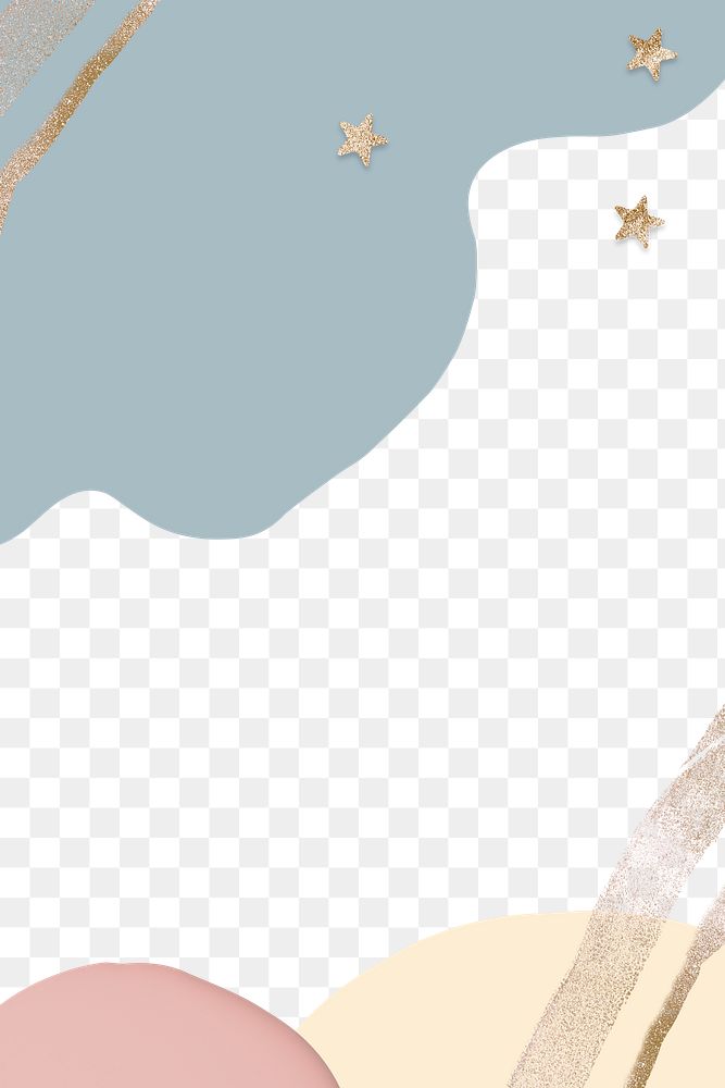 Abstract png dull pastel color paint with gold star glitter