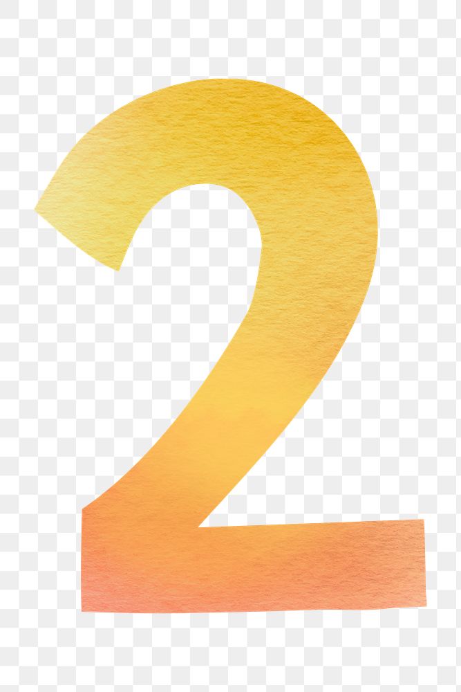 Number 2 pastel font png watercolor texture typography