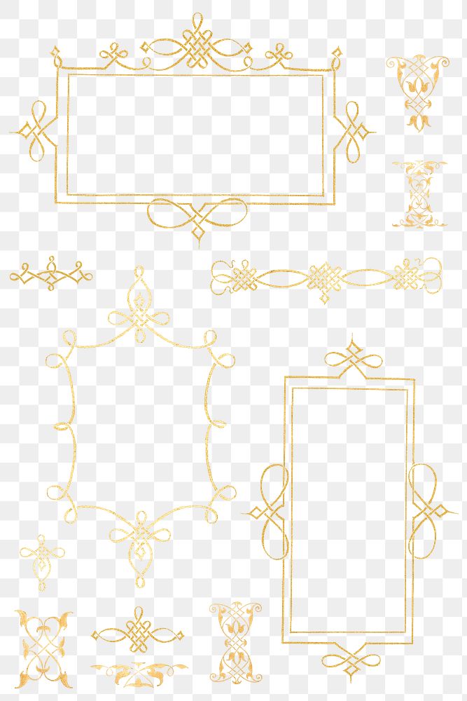 Gold filigree frame set png, | Free PNG - rawpixel