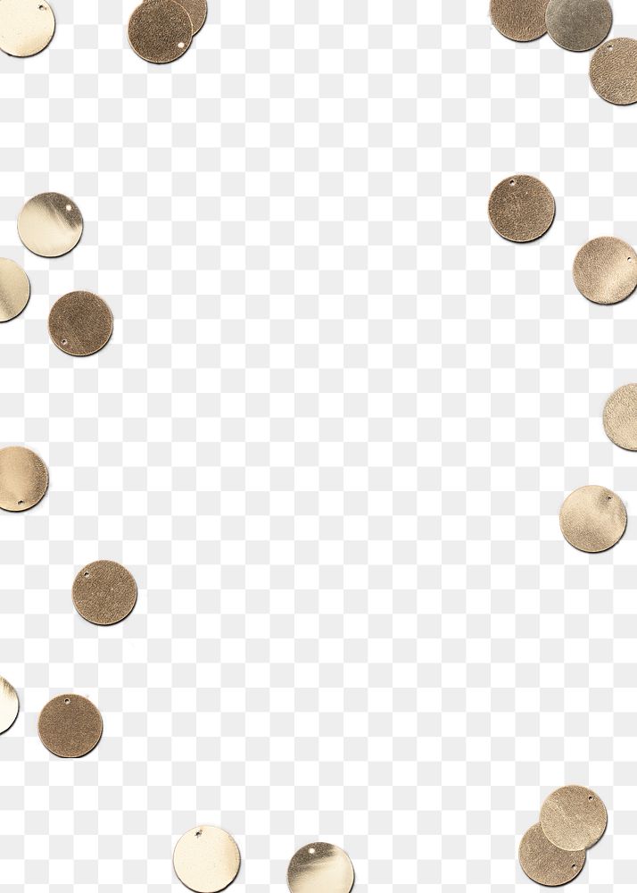 Gold confetti pattern frame png copy space