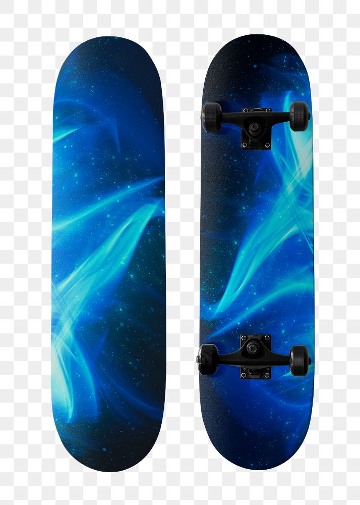 Skateboard png blue fire print transparent