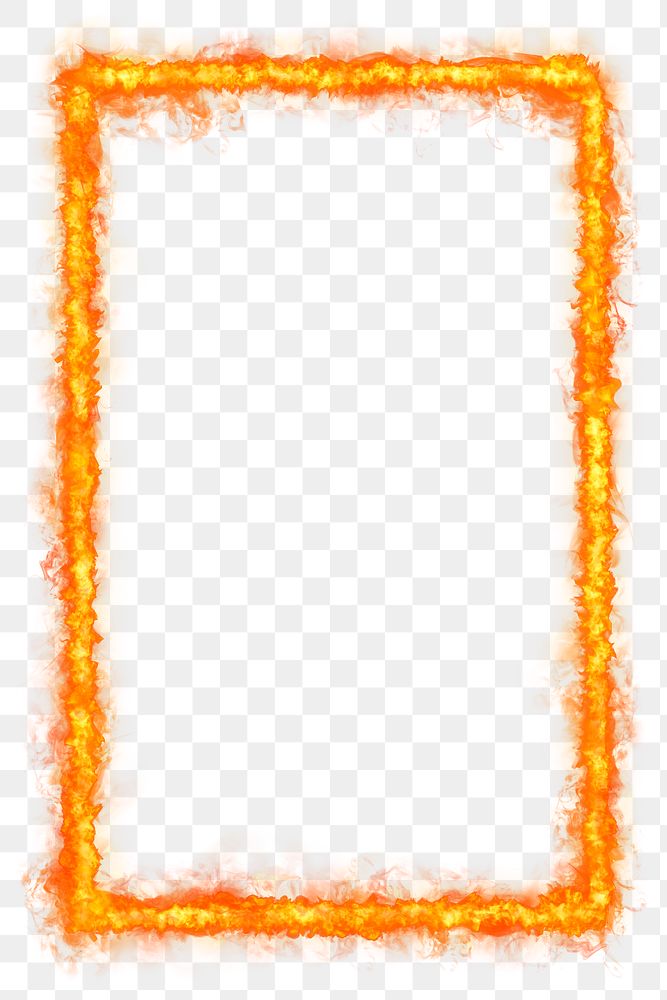 Orange png rectangle fire frame with transparent background