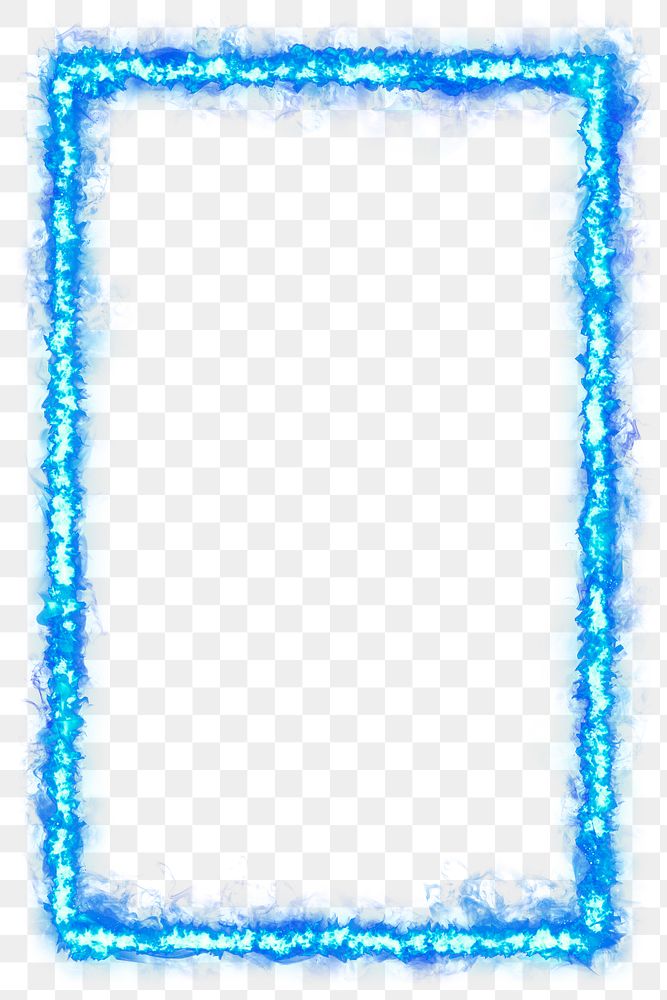 Png blue rectangle fire frame with transparent background