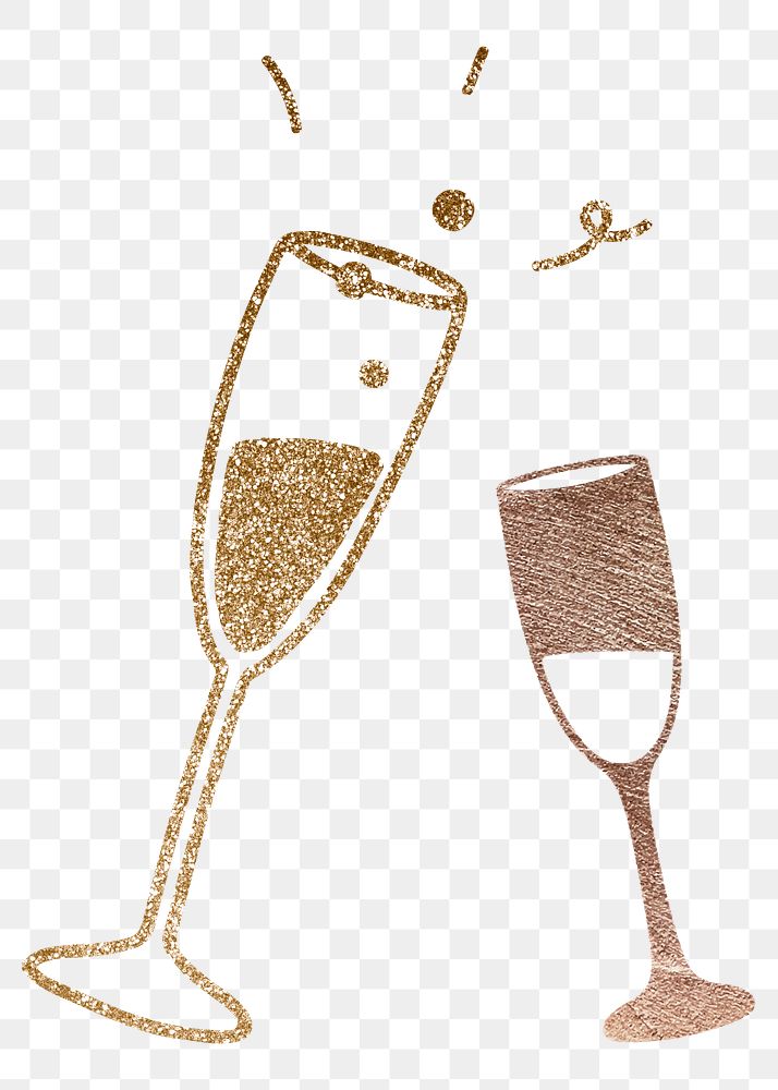 New year celebration champagne png sticker