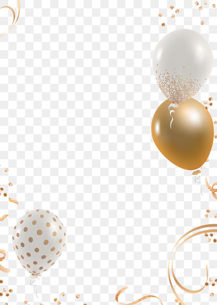 Festive gold balloon frame png transparent background