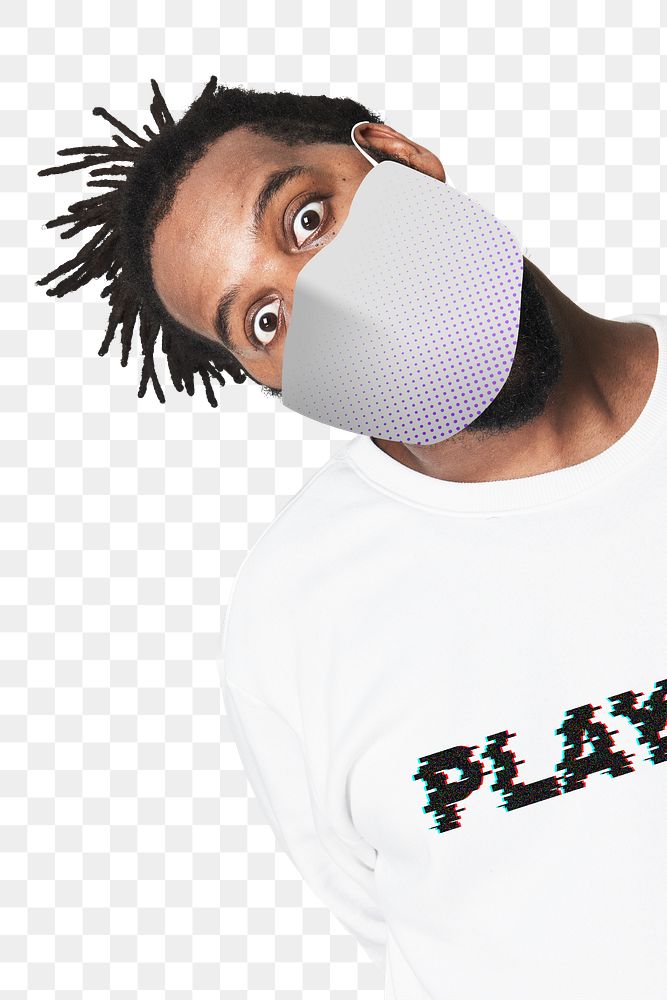 Man png wearing face mask to prevent Covid 19