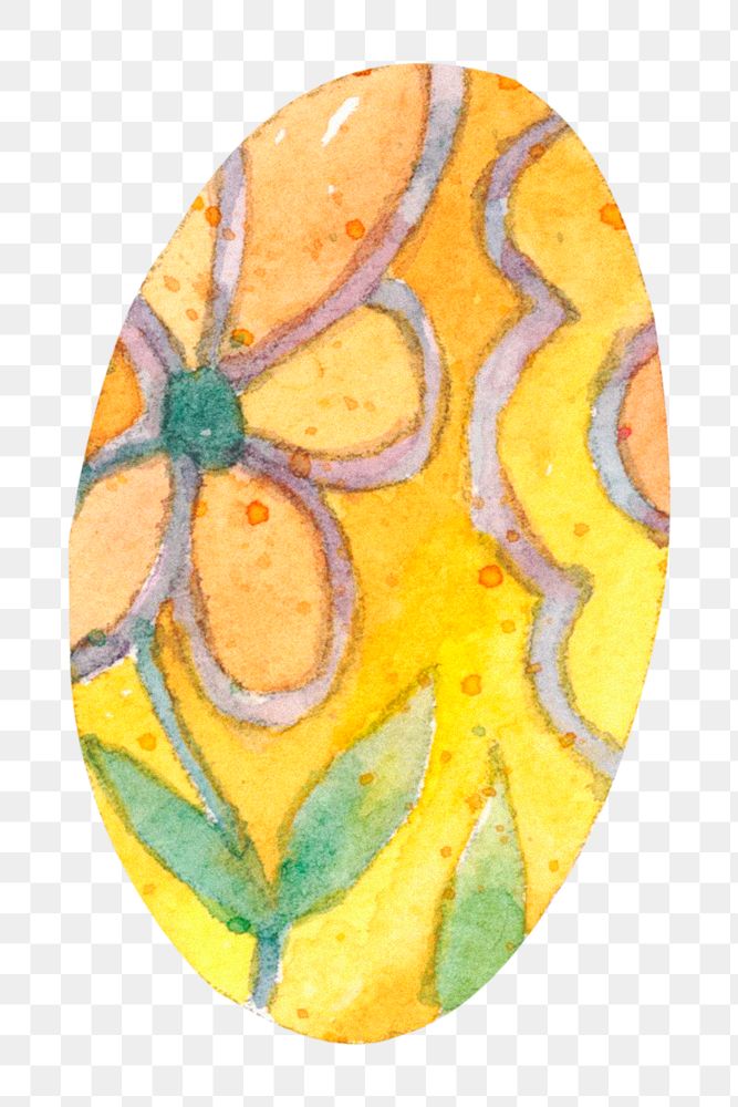 Png floral Easter egg design element watercolor illustration