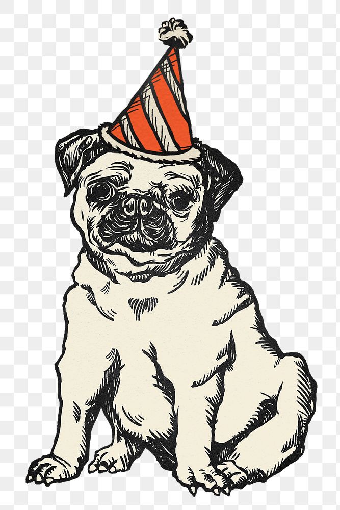 Birthday png dog sticker pug | Premium PNG Sticker - rawpixel