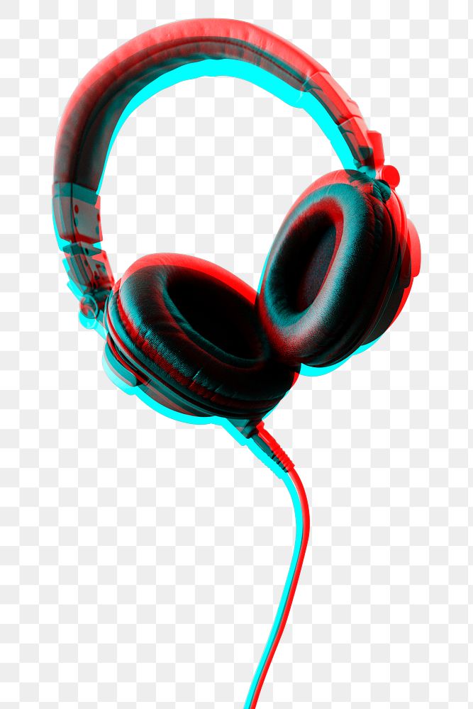 Headphone png with double color exposure effect 