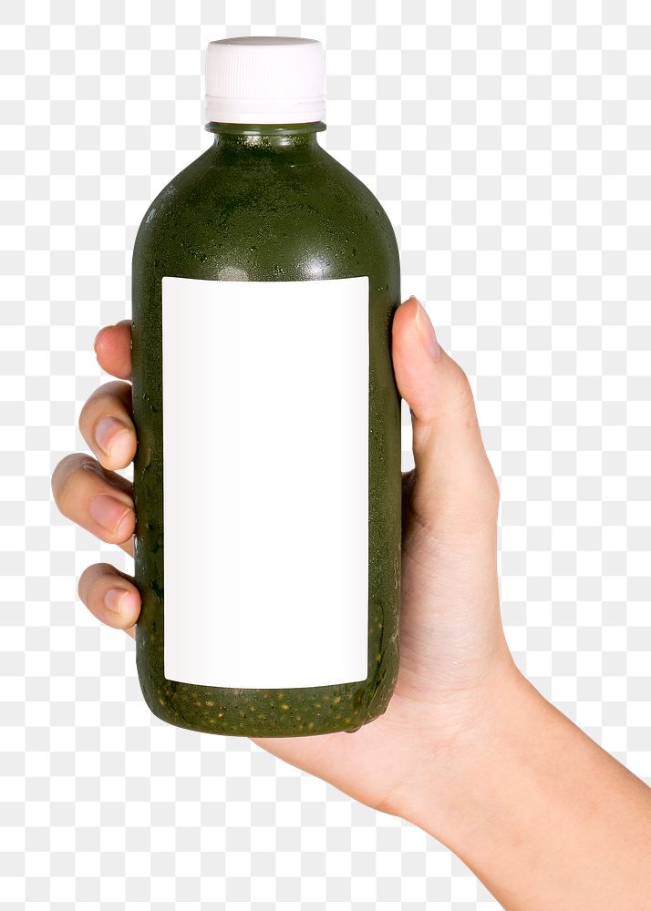Organic green drink in a bottle with a label mockup