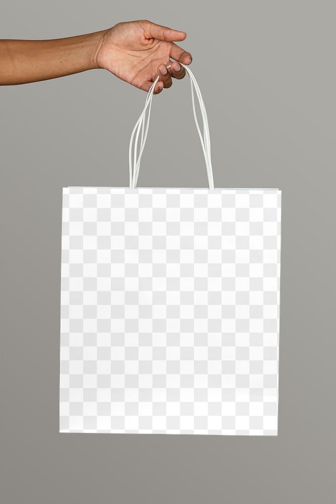Black woman holding a white paper bag mockup design element