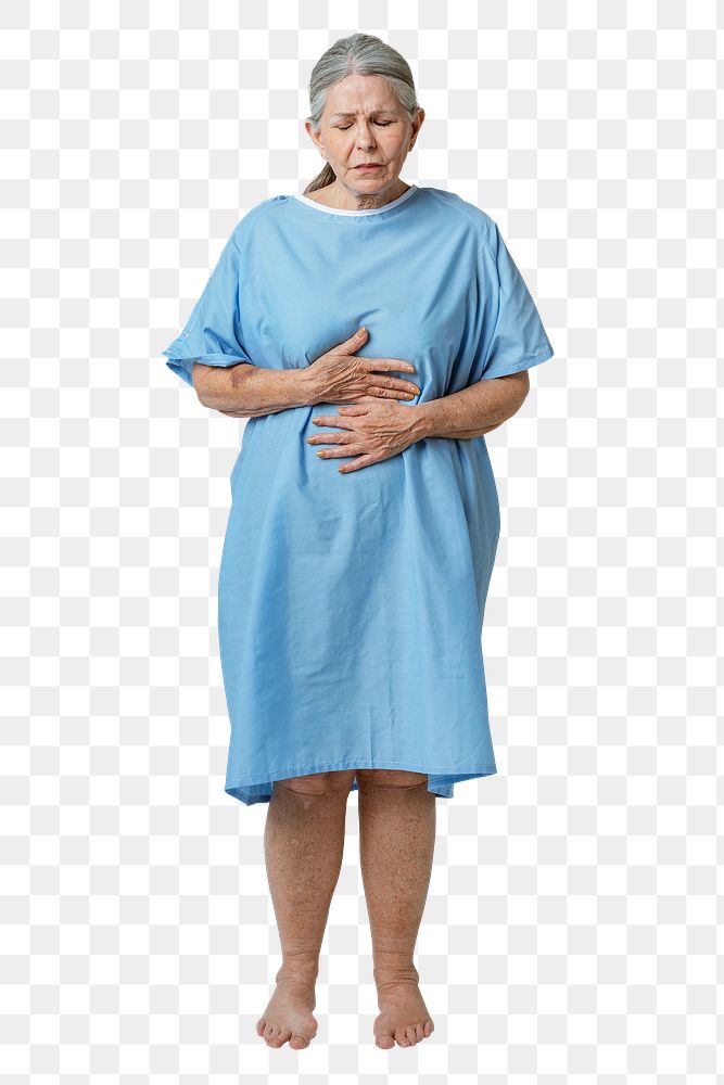 Senior patient having a stomach ache