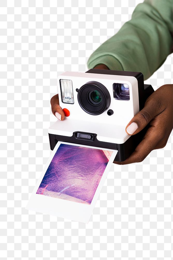Hands holding camera isolated on background transparent png