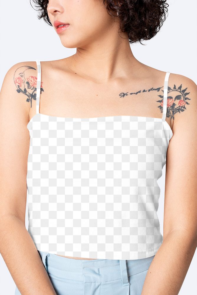 Png square tank top mockup transparent women&rsquo;s fashion shoot