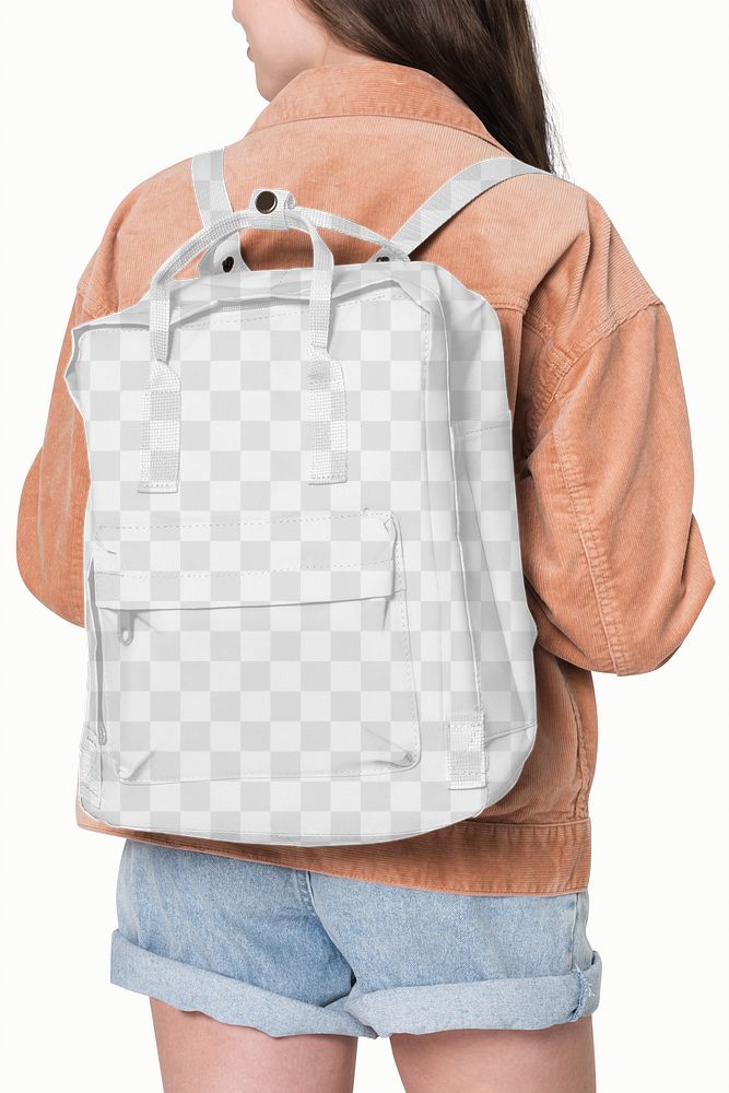 Png student backpack mockup transparent for back to school fashion shoot