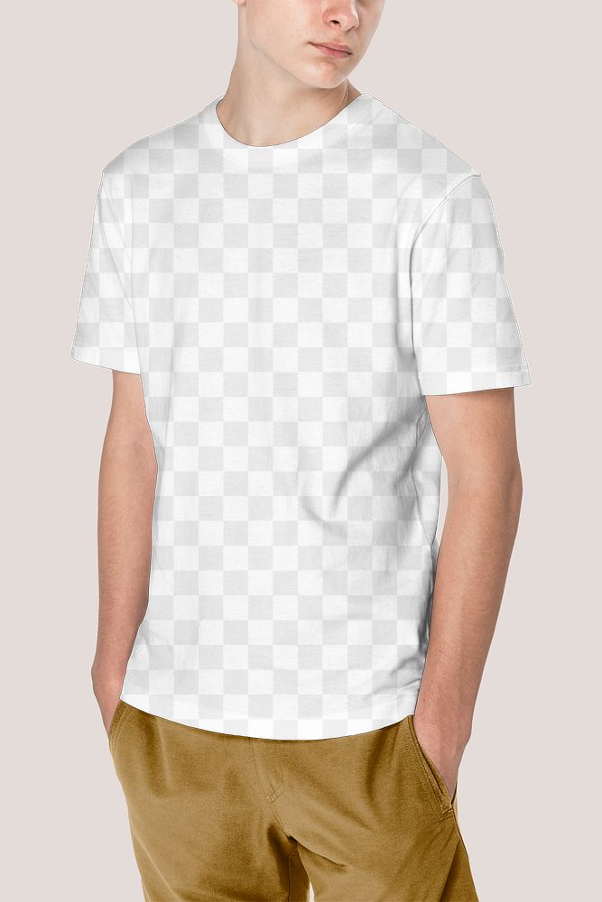 Png transparent t-shirt mockup for boys youth apparel