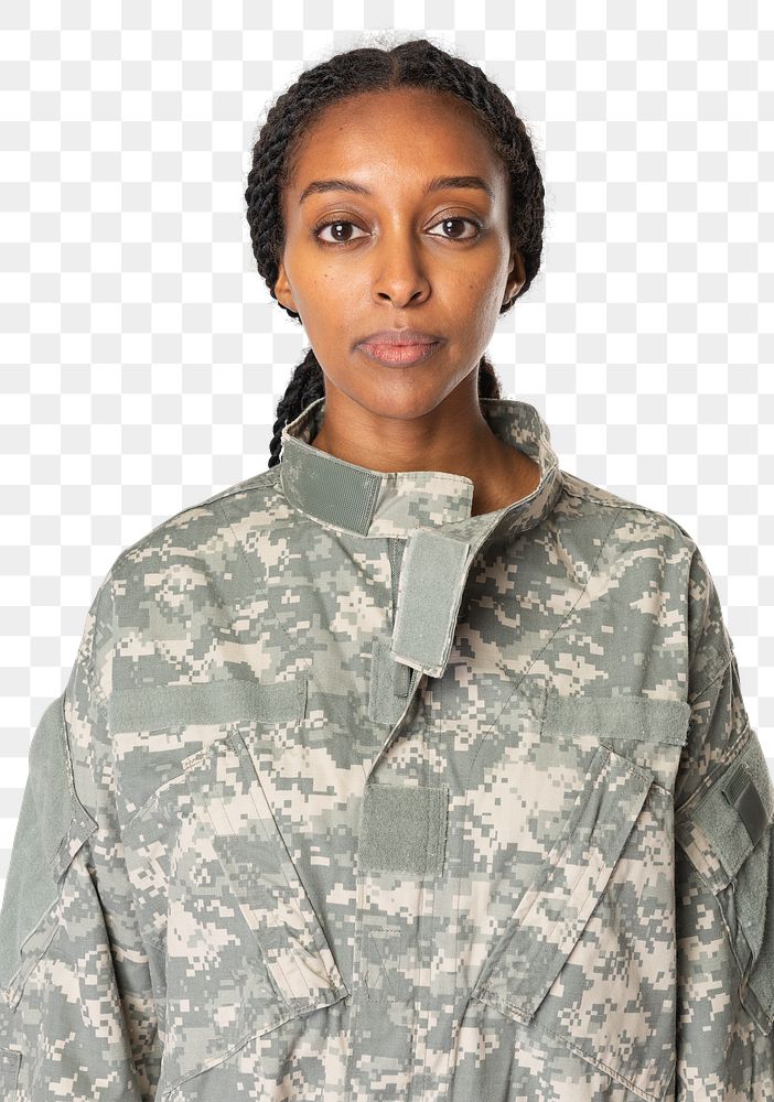Female soldier portrait mockup png