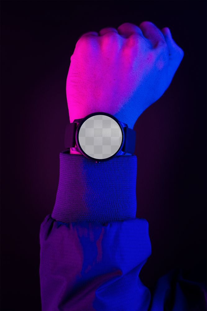Man wearing a smartwatch png mockup wearable technology