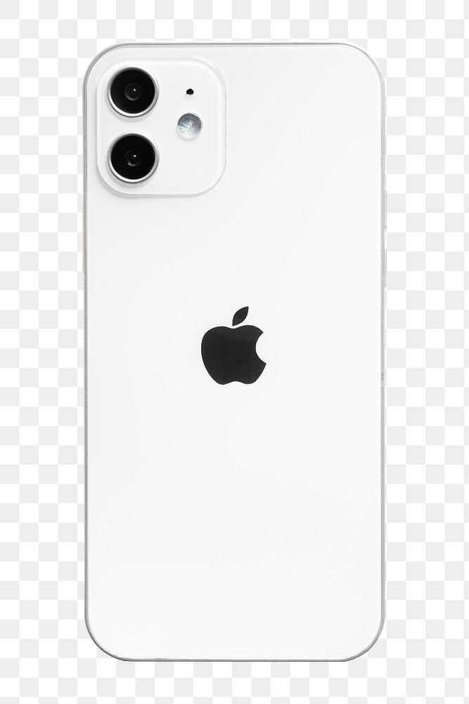 White Apple iPhone 12 png phone rear view mockup. NOVEMBER 12, 2020 - BANGKOK, THAILAND
