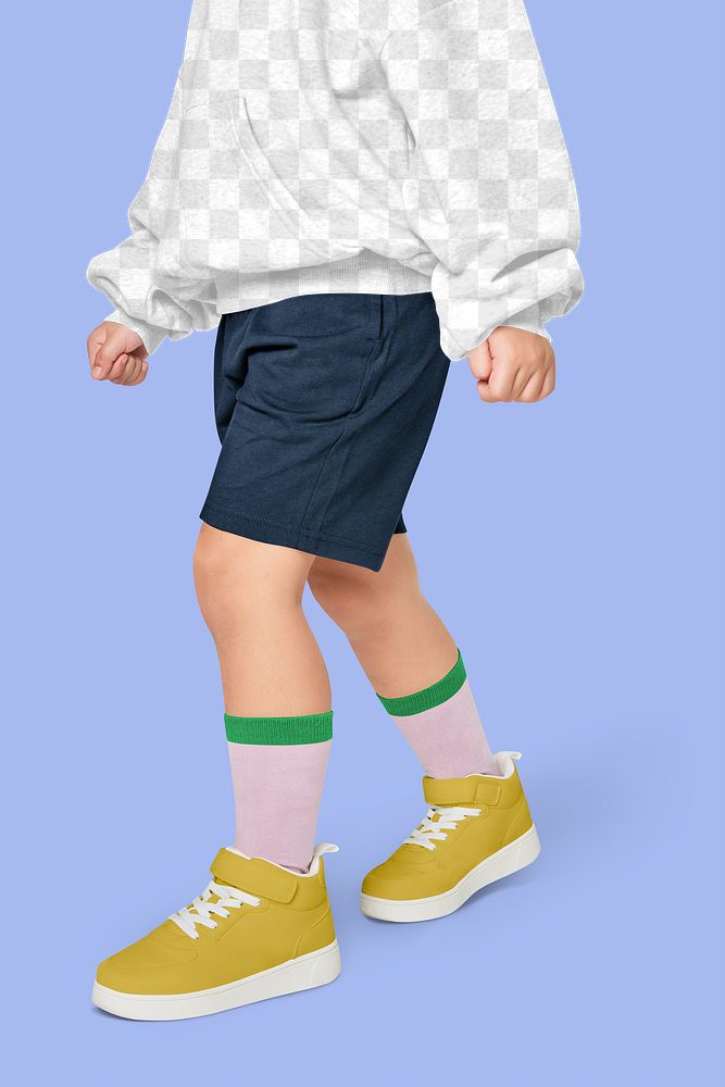 Boy png sweatshirt mockup with sneakers | Free PNG - rawpixel