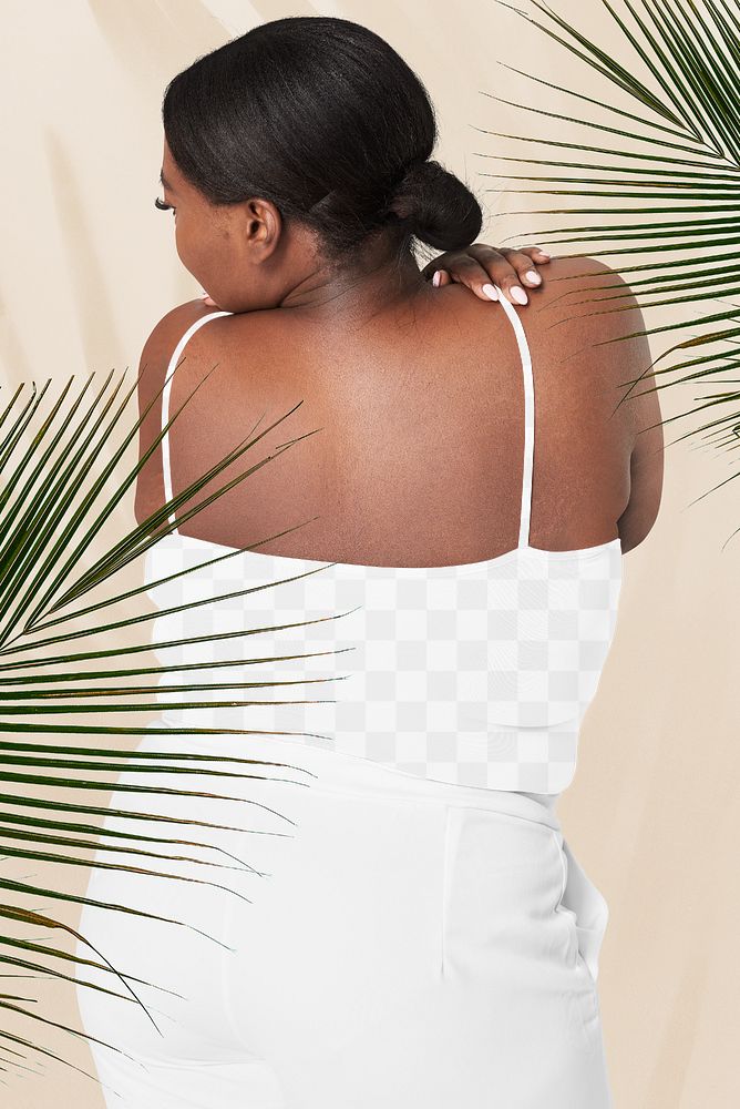Women's plus size fashion tank top png apparel mockup