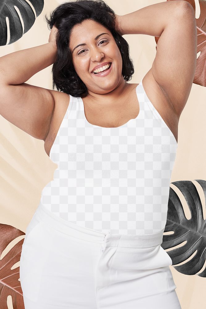 Plus size fashion tank top apparel mockup png