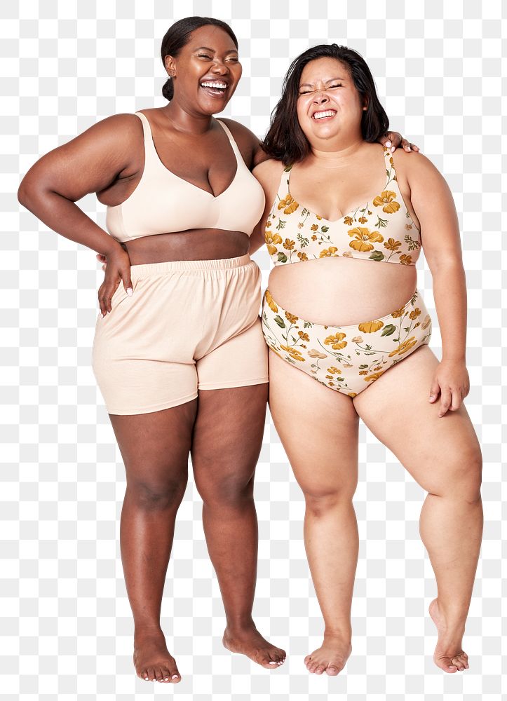 Png plus size models in lingerie apparel mockup