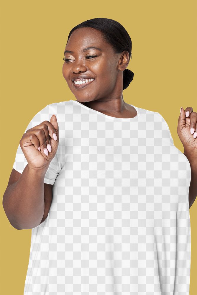 Body positivity png happy plus size model posing