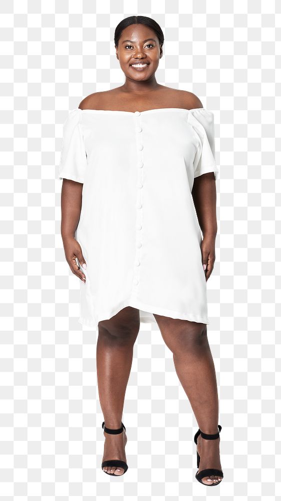 White dress png plus size apparel mockup body positivity shoot