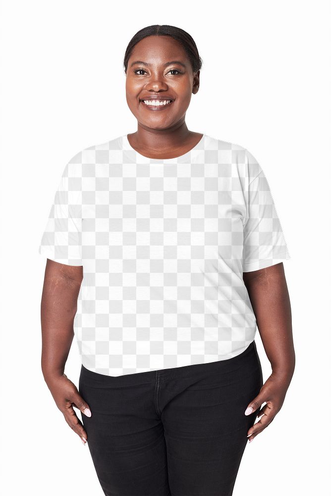 Plus size t-shirt and jeans apparel png mockup women's fashion