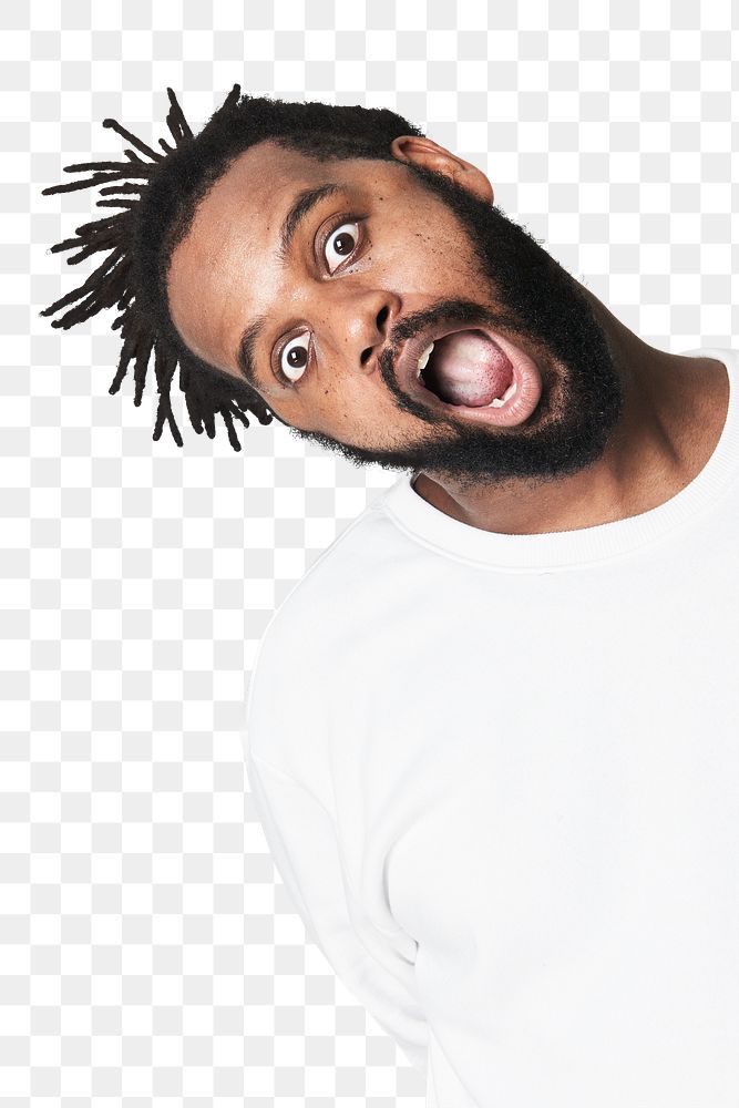 Size inclusive men&rsquo;s fashion white jumper mockup png studio shot