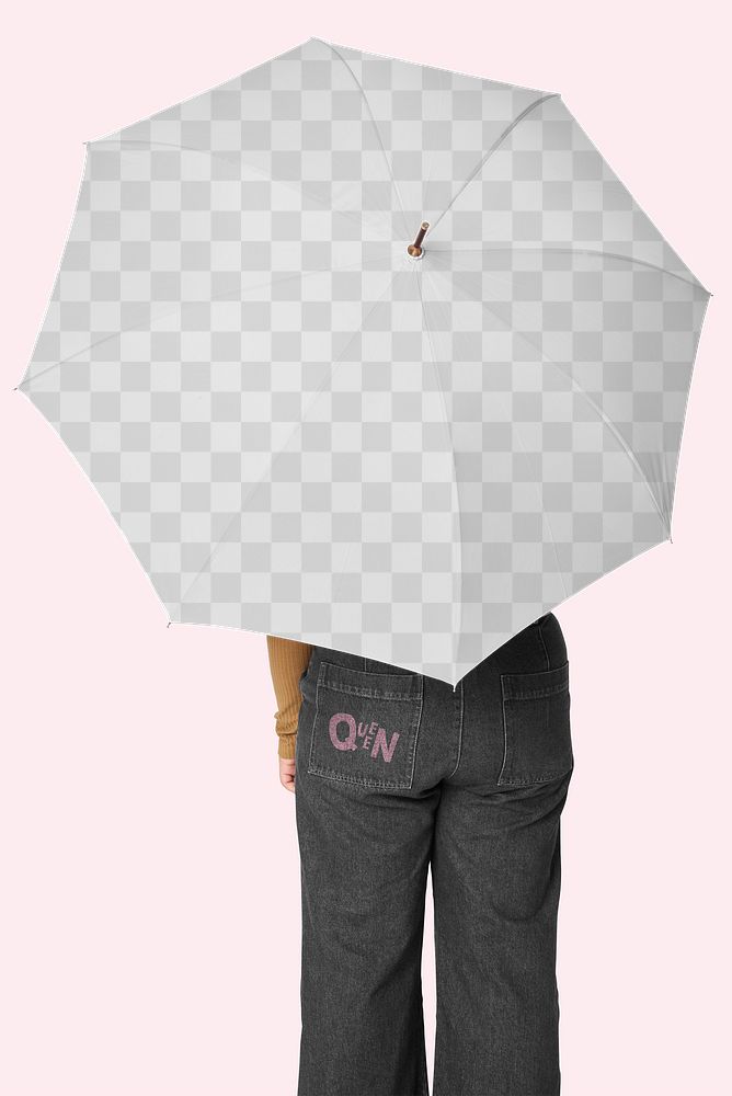 Woman holding png umbrella studio shot