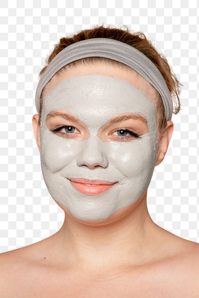 Clay mask woman png collage element, spa facial treatment, transparent background