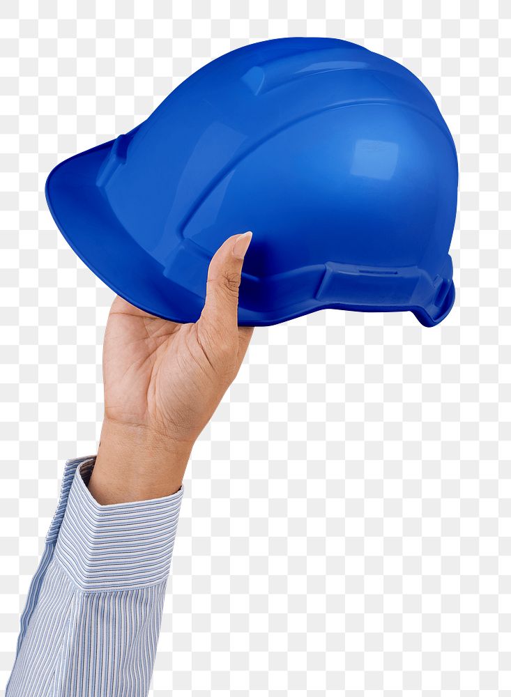 Png Engineer hard hat mockup held by a hand jobs and career campaign