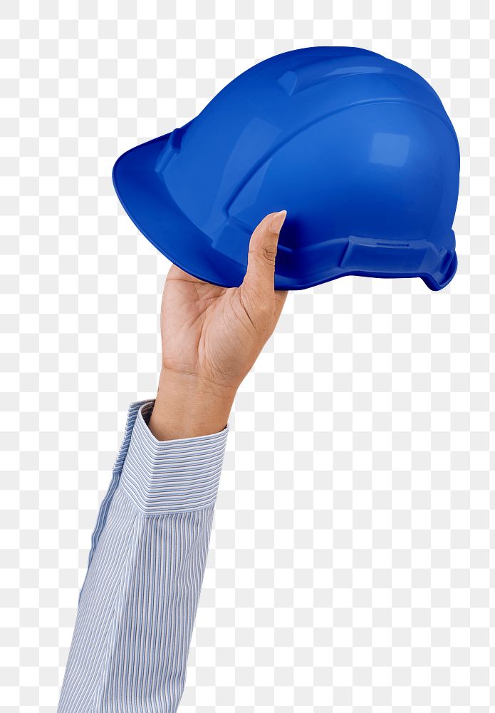 Png Engineer hard hat mockup held by a hand jobs and career campaign