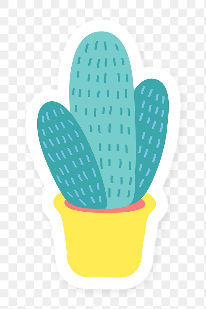 Cute cactus in pot sticker