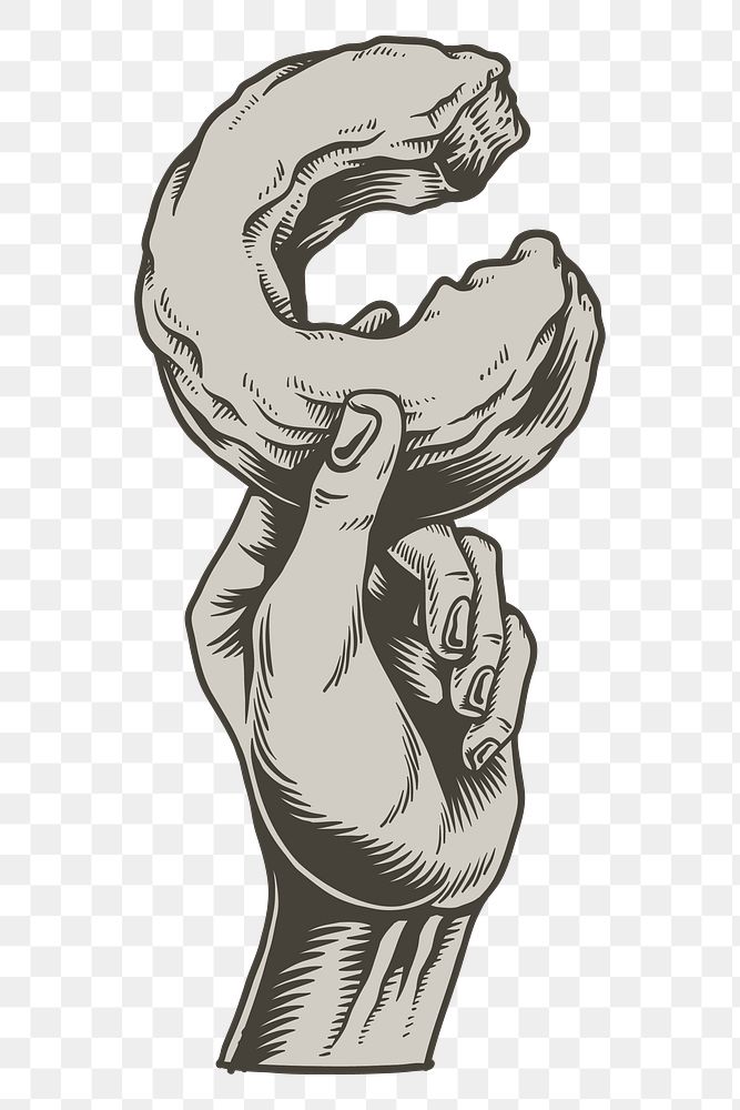 Hand holding a bitten donut sticker design element 