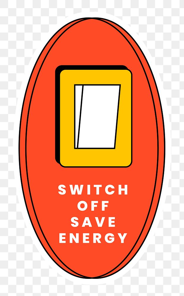 Png sticker energy saving with light switch illustration