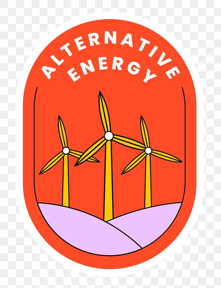 Png sticker alternative energy with wind turbine illustration