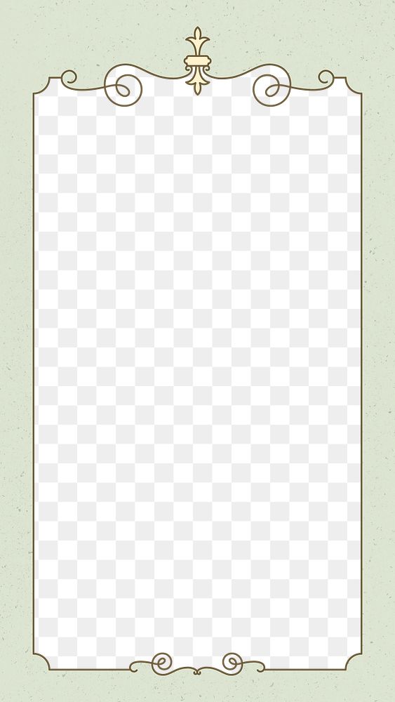 Png frame vintage style on pastel green background